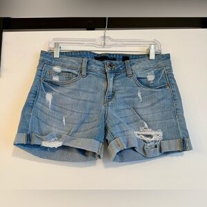 Trendy Blue Distressed Jean Shorts